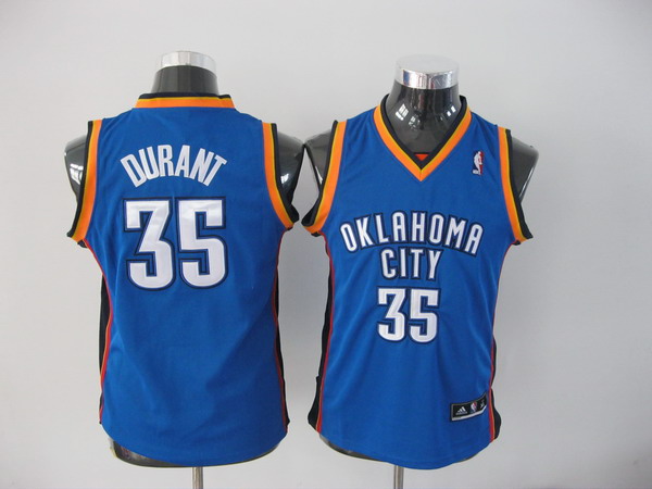 NBA Kids Oklahoma City Thunder 35 Kevin Durant Authentic Blue Youth Jersey